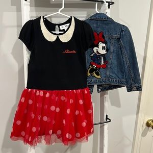 EUC Disney Gap Minnie Sweater Dress & Jean Jacket, 4T